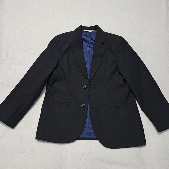 Cat & Jack Kid's Black Blazer with Blue Lining, 2 front button Size 7 - Picture 3 of 12